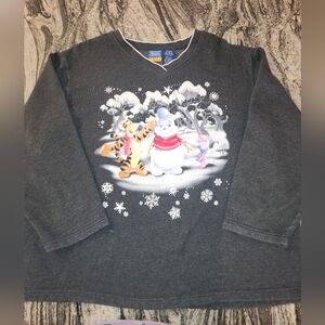 Vintage Disney Winnie The Pooh Christmas Holiday Sweatshirt 90s Size18/20W Rare